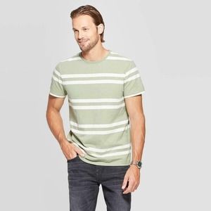 Green Striped Crewneck T-Shirt